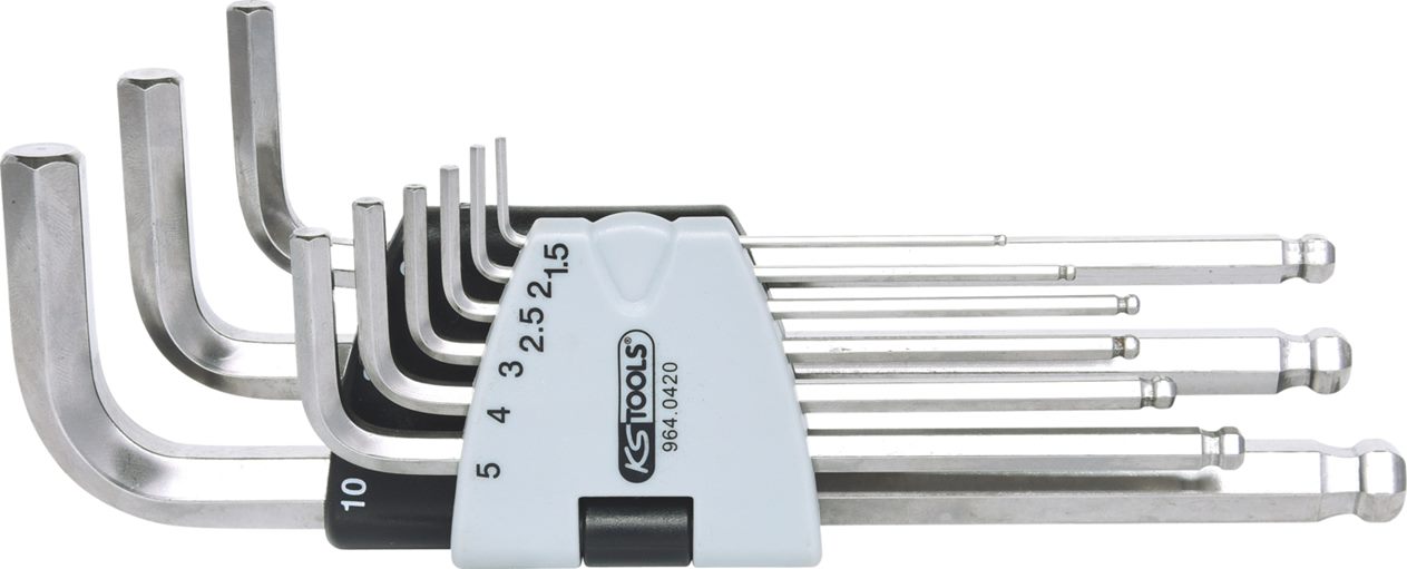 KS Tools 964.0420 EDELSTAHL Innen6kant-Winkelstiftschlüssel-Satz, 9-tlg.
