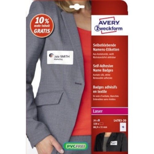 Avery Zweckform Namensetikett L4783-20 88,9x31mm ws 320 St./Pack.