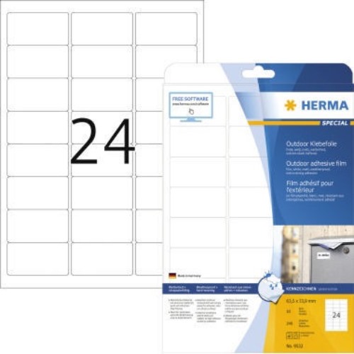 HERMA Outdoor Etikett Special 9532 63,5x33,9mm weiß 240 St./Pack.