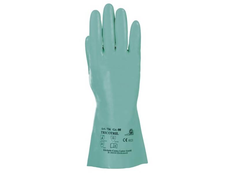 HONEYWELL 073610141X Chemikalienhandschuhe Tricotril 736 Größe 10 grün EN 388, E