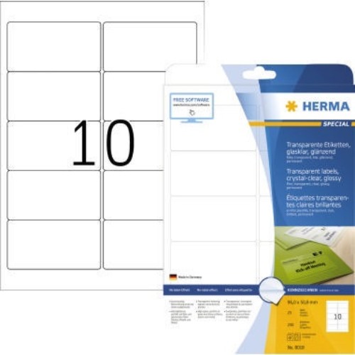 HERMA Folienetikett 8018 96x50,8mm tr 250 St./Pack.