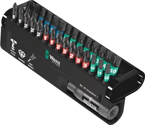 WERA 5057690001 Bitsortiment Bit-Check 30 Impaktor 1 30-teilig PH/PZD/T/6-KT. Sc
