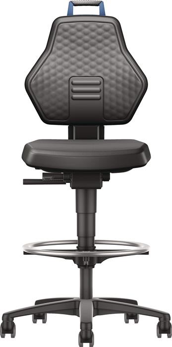 TECWERK 2000425212 Arbeitsdrehstuhl Rl.+Fußring Kunstleder schwarz Grifffarbe bl