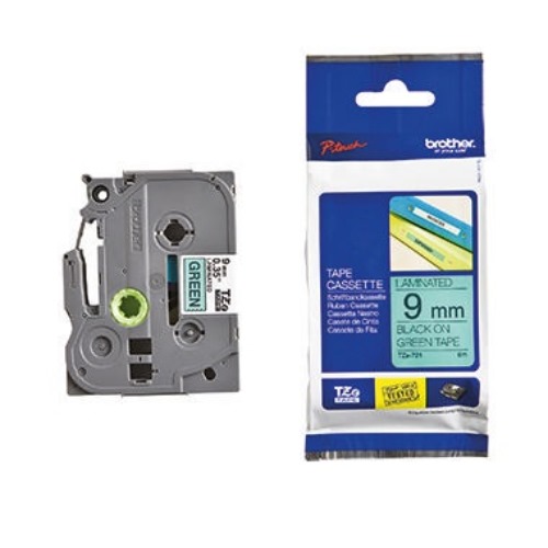 P-touch Schriftbandkassette TZE721 9mmx8m laminiert sw auf gn