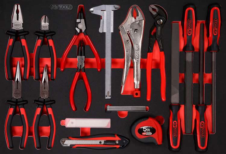 KS-Tools 811.0019 Zangen- / und Feilen-Satz in Schaumstoffeinlage, 28-tlg