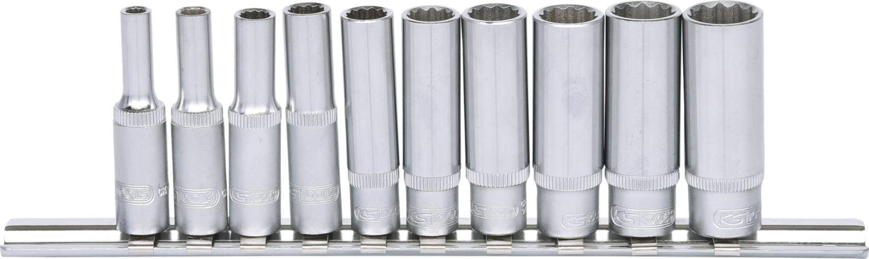 KS Tools 917.0630 1/4'' 12-kant-Stecknuss-Satz, lang, 10-tlg.