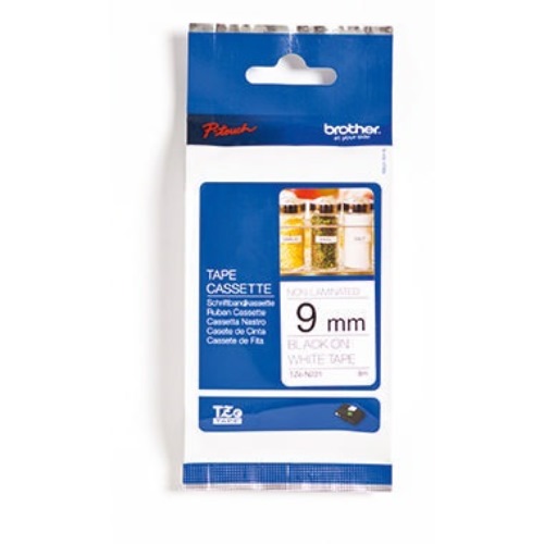 P-touch Schriftbandkassette TZEN221 9mmx8m unlaminiert sw auf ws
