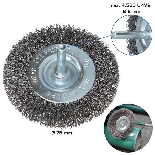 Brilliant Tools  BT103107 Scheibenbürste, Ø 75 mm mit 6 mm Aufnahme