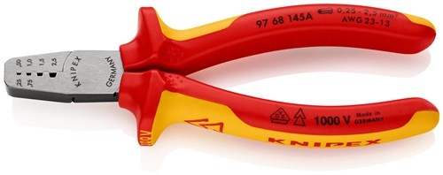 KNIPEX 97 68 145 A Aderendhülsenzange  Gesamtlänge 145 mm 0,25 - 2,5 (AWG 23 - 1