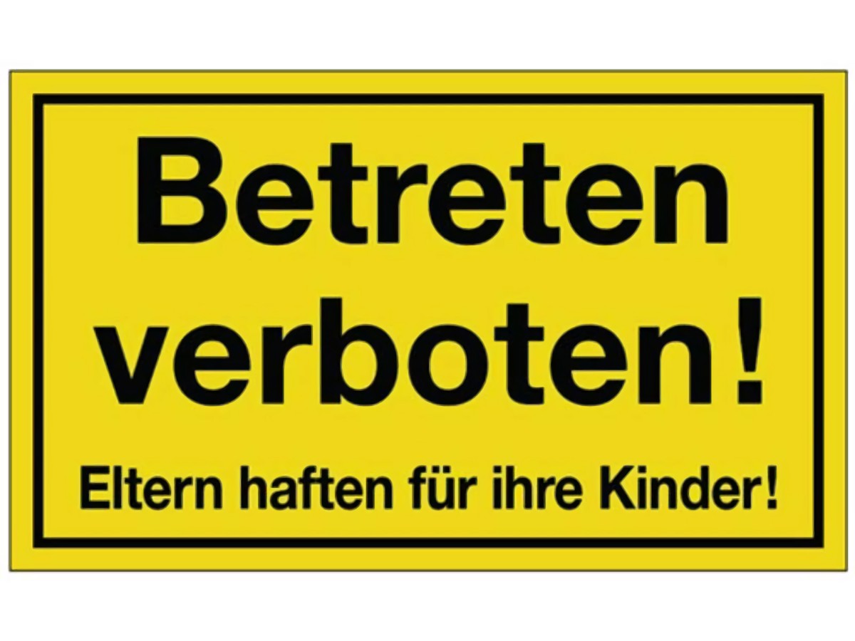 Hinweiszeichen Betreten verboten L300xB200 mm gelb schwarz Kunststoff