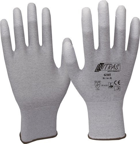 NITRAS 6230T-8 Handschuhe  Größe 8 grau/weiß EN 388, EN 16350 PSA-Kategorie II