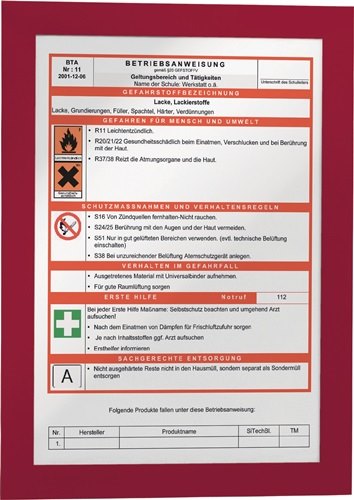 DURABLE 487203 Magnetrahmen  DIN A4 rot selbstklebende Rückenfolie