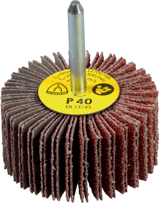 KLINGSPOR 12816 Fächerschleifer KM 613 Ø30xH10mm Körnung 40 Korund Schaft-Ø 6 mm