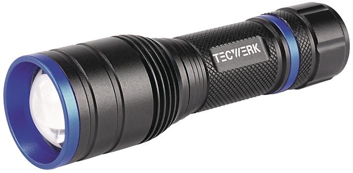TECWERK 2000877197 LED-Taschenlampe 150-500 lm 3xAAA 100/170m schwarz TECWERK 20