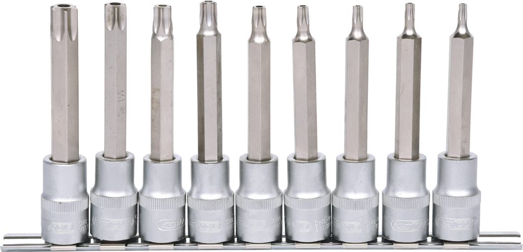 KS Tools 917.1790 1/2'' Bit-Stecknuss-Satz, lang, 9-tlg., TB20-TB60 mit Stirnloc