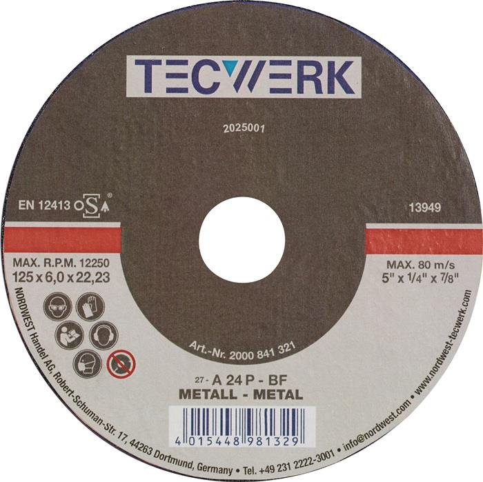 TECWERK  Schruppscheibe  D180xS8mm gekröpft Stahl Bohrung 22,23 mm