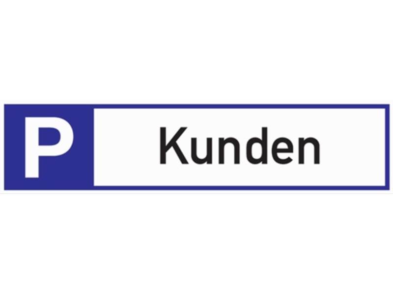 Parkplatzbeschilderung Parkplatz für Kunden L460xB110 mm Aluminium weiß/blau/s