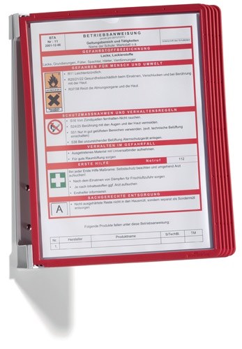 DURABLE 555103 Wandhalter  5 Sichttafeln rot mit Profilrahmenf.