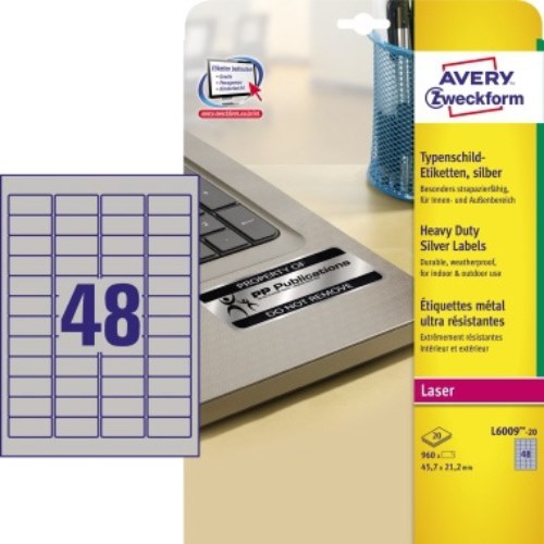 Avery Zweckform Typenschildetikett L6009-20 45,7x21,2mm 960 St./Pack.