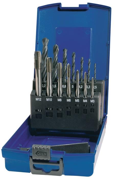 TECWERK  Maschinengewindebohrer-Satz DIN 371/376 C VA M3-M12 14 teilig HSS-Co Ku