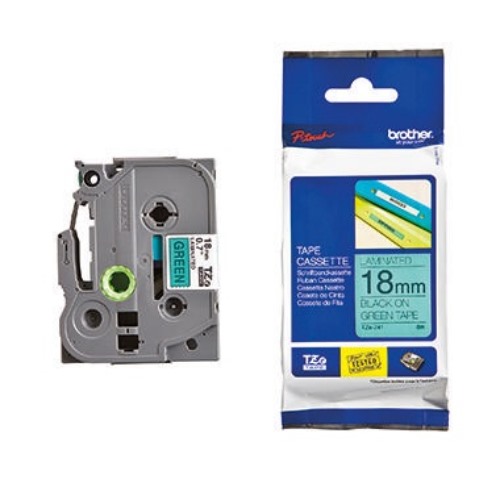 P-touch Schriftbandkassette TZE741 18mmx8m laminiert sw auf gn
