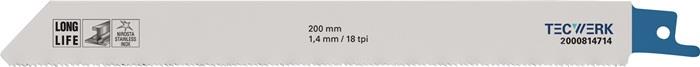 TECWERK 2000814714 Säbelsägeblatt L.200mm B.19mm TPI 18 1,4mm 5 St./Karte