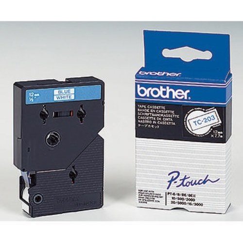 P-touch Schriftbandkassette TC203 12mmx7,7m laminiert bl auf ws