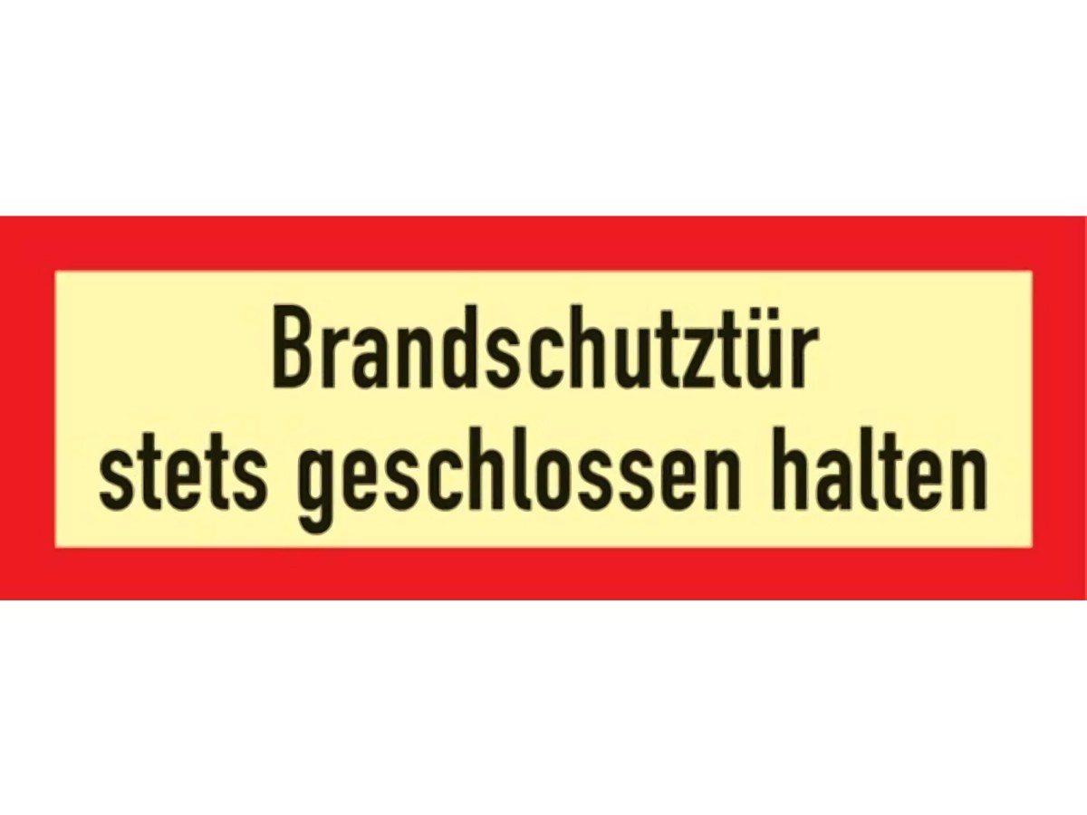 Brandschutzzeichen L297xB105 mm Brandschutztür stets geschlossen halten Folie
