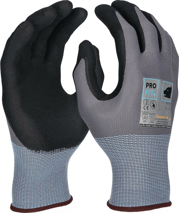 PRO FIT 393-10 Handschuhe EXTRA Größe 10 grau / schwarz EN 388, EN 407 PSA-Kateg