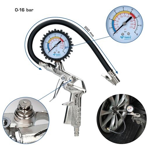 Brilliant Tools  BT691019 Reifenfüllmesser, 0-16 bar