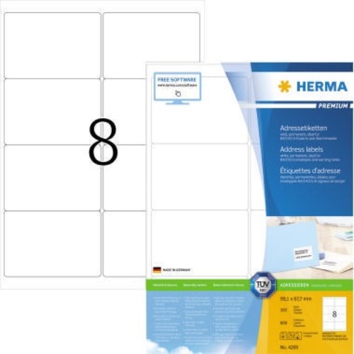 HERMA Etikett SuperPrint 4269 99,1x67,7mm weiß 800 Etik./Pack.