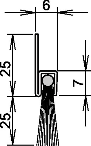 ATHMER 4-310-025-2000 Bürstentürdichtung Ferrobros FA 25-6 Länge 2000 mm Breite