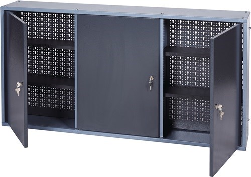 94090 Werkzeugschrank H600xB1200xT190mm hammerschlagsilber anthrazit 3 Lochrück