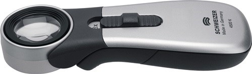 SCHWEIZER 90842 Handleuchtlupe Tech-Line CLASSIC Vergrößerung 8x LED Linsen-D. 3