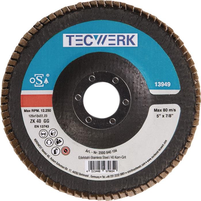 TECWERK 2000840104 Fächerscheibe Kehlnaht D.125mm K.40 kon.INOX ZK TECWERK 20008