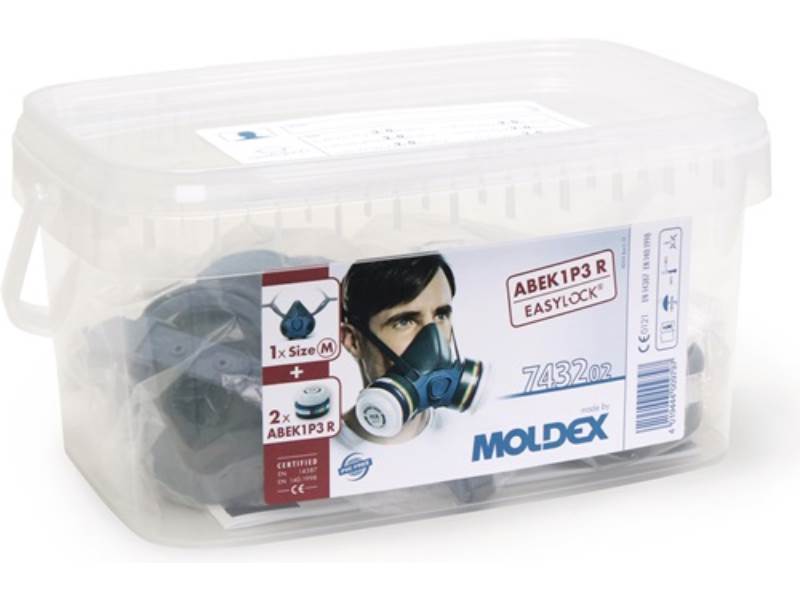 MOLDEX 7432 Atemschutzbox A1B1E1K1 P3 R Gr.M, Serie 7000, organische Gase, an