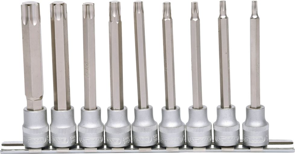 KS Tools 911.1550 3/8'' Bit-Stecknuss-Satz Torx, lang, 9-tlg., T20-T60