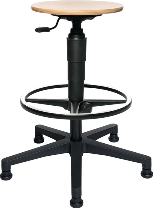 TOPSTAR 72260HO1T Drehhocker  mit Gleiter Buche Sitzhöhenverstellung 540-800 mm