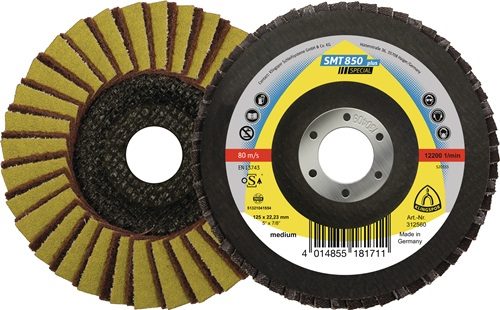 KLINGSPOR 312561 Fächerscheibe SMT 850 Kombi D. 125 mm Körnung 120 gewölbt INOX