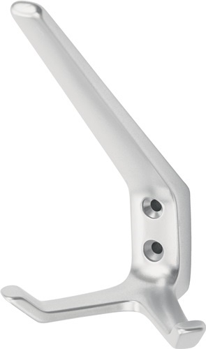 HERMETA 0032-01E Huthaken 0032 zweifach Ausladung 89 mm Aluminium silberfarbig e