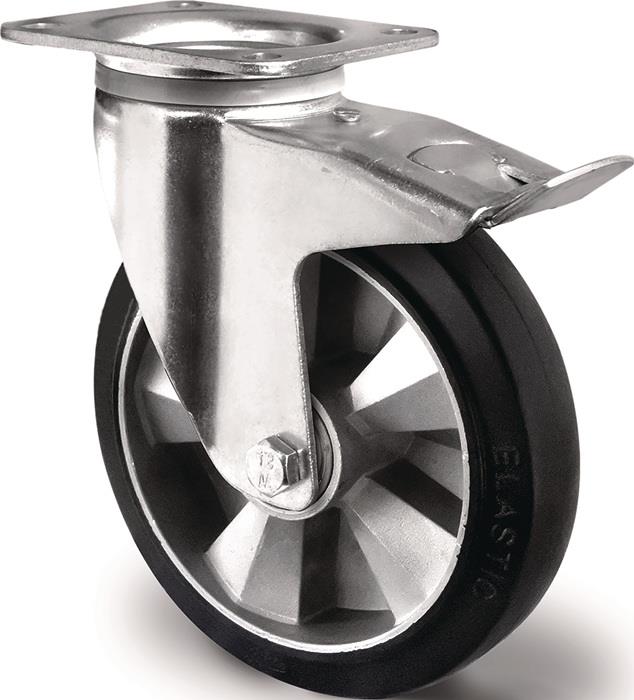TECWERK  Schwerlastlenkrolle D.125mm Trgf.300kg Festst.Elastikgummi Bau-H.164mm