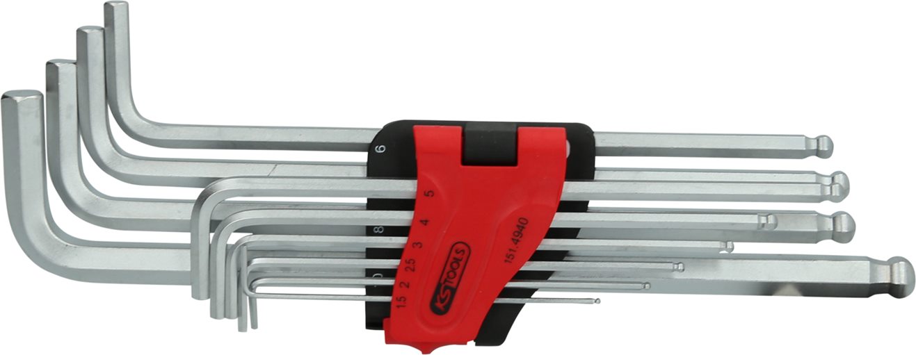 KS Tools 151.4940 Kugelkopf-Innensechskant-Winkelstiftschlüssel-Satz,XL,10-tlg.
