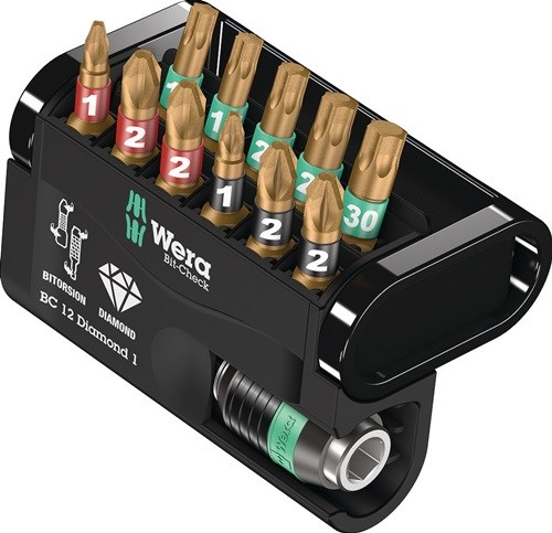 WERA 5057421001 Bitsortiment Bit-Check 12 Diamond 1 12-teilig PH/PZD/TX