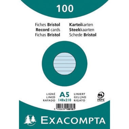 Exacompta Karteikarte 10818SE DIN A5 liniert blau 100 St./Pack.