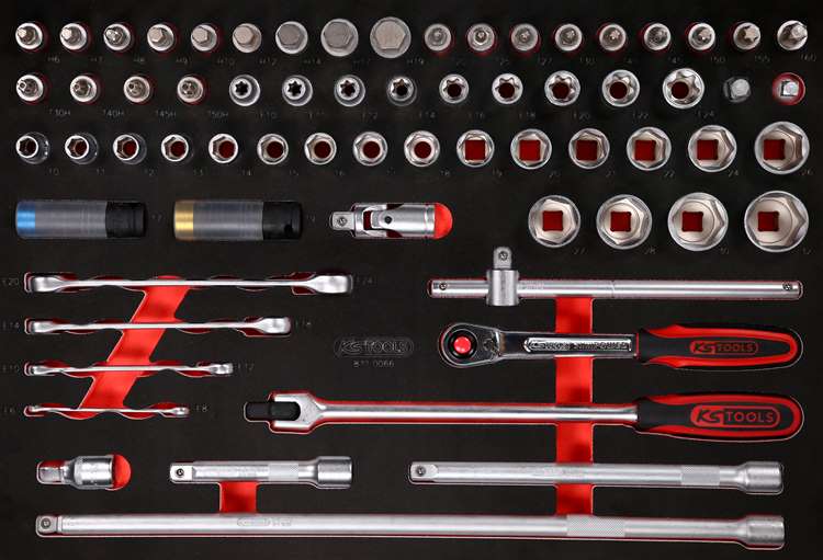 KS-Tools 811.0066 1/2'' Steckschlüssel-Satz in Schaumstoffeinlage, 66-tlg