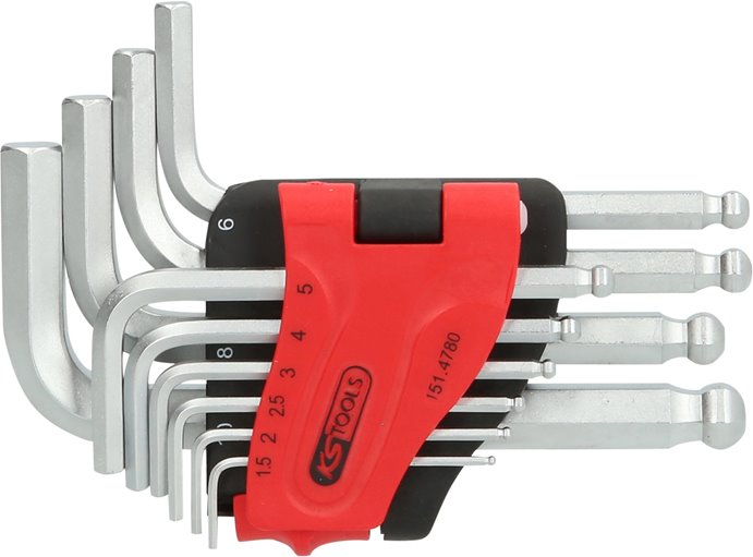 KS Tools 151.4780 Kugelkopf Innensechskant Winkelstiftschlüssel Satz, 10-tlg., k