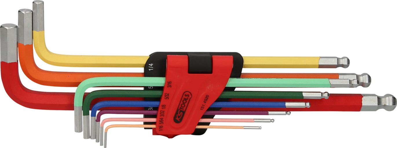 KS Tools 151.4520 Kugelkopf-Innensechskant-Winkelstiftschlüssel-Satz, extra lang