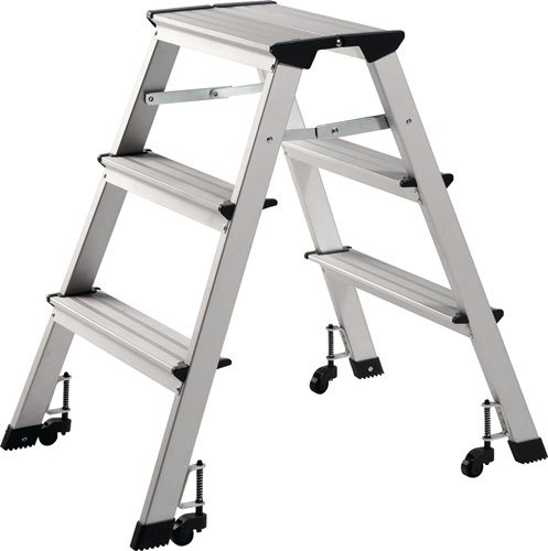 Klapptritt  Stufen einschl. Plattform 3 Plattformhöhe 630 mm Aluminium fahrbar