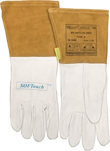 WELDAS 10-1009-L Schweißerhandschuhe  Größe L (9) natur/orange  EN 388, EN 12477
