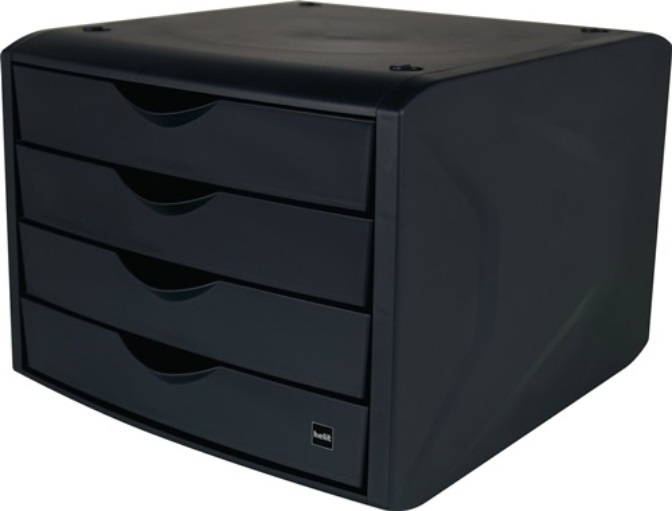 HELIT H6429595 Schubladenbox  mit Auszugssperre 4 Schubladen schwarz H215xB265xT